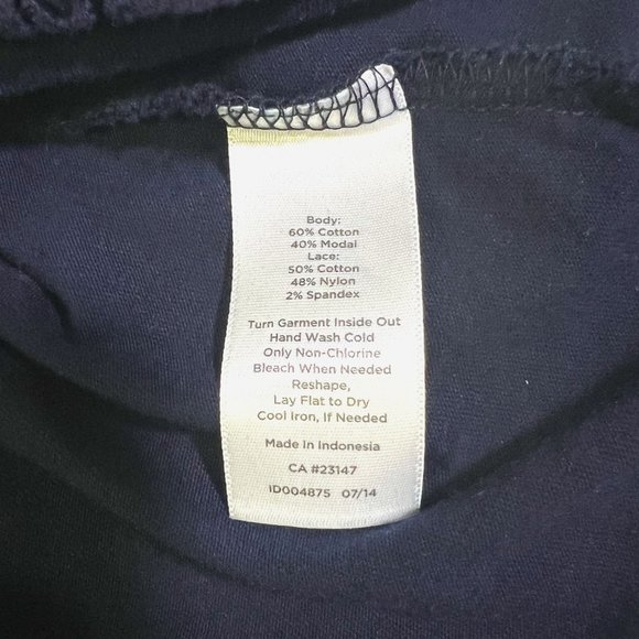 Talbots - Women's Petite Size S - Dark Blue Lace Floral Patern Top - Long Sleeve - Picture 5 of 10